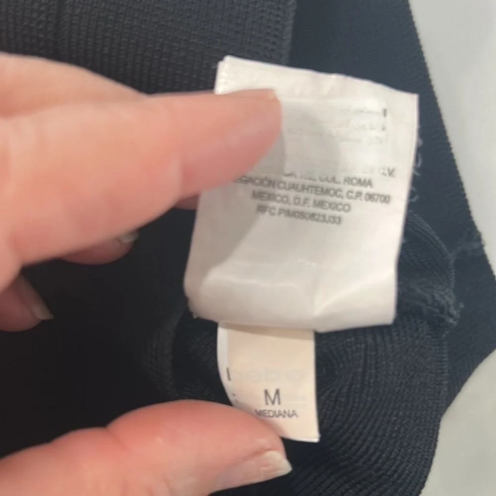 Bebe Black Mummy Bandage Body Hugger Dress. Sheer Mesh Top. Full Back Zip. SizeM - Picture 16 of 16